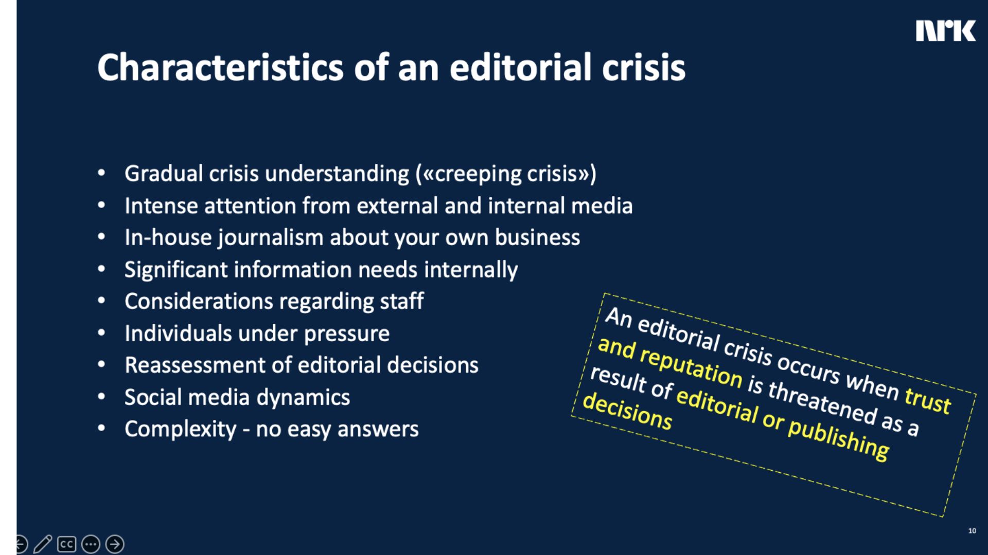 Editorial Crisis Management: A Guide Vibeke Fürst Haugen speaking at the World News Media Congress about NRK's editorial crisis